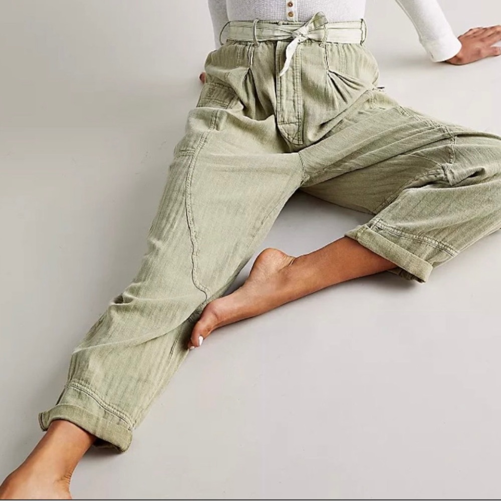 Free People LivinIn In The City Seamed Linen Blend Pant Size Small